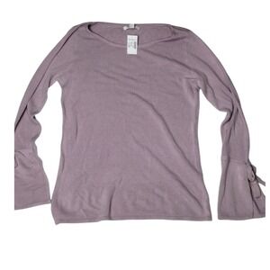 Roz & Ali Womens Knit Bell Sleeve‎ Top Sweater Lavender Purple Medium